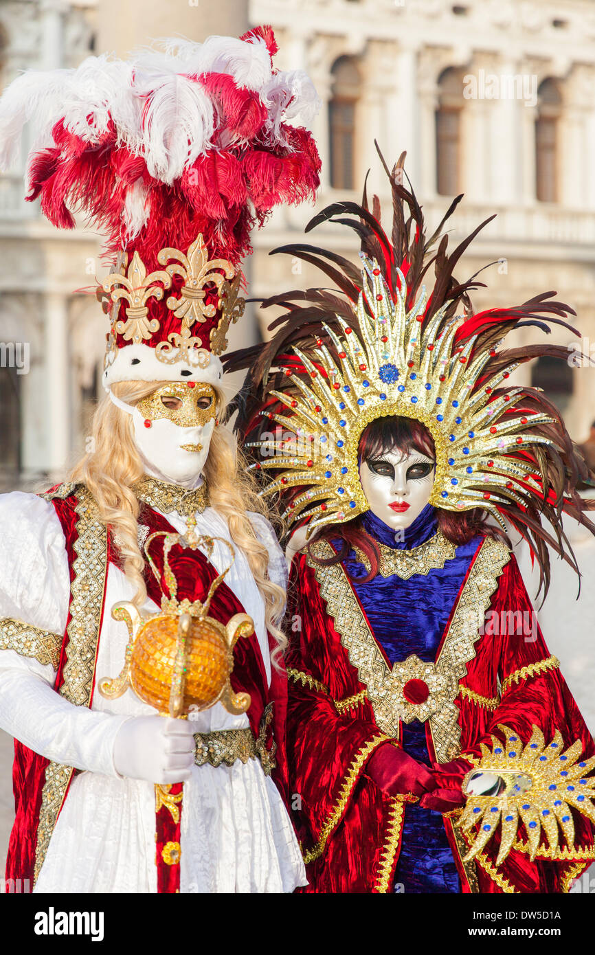 Maske-Kostüme auf der Venedig Karneval 2014 Stockfoto