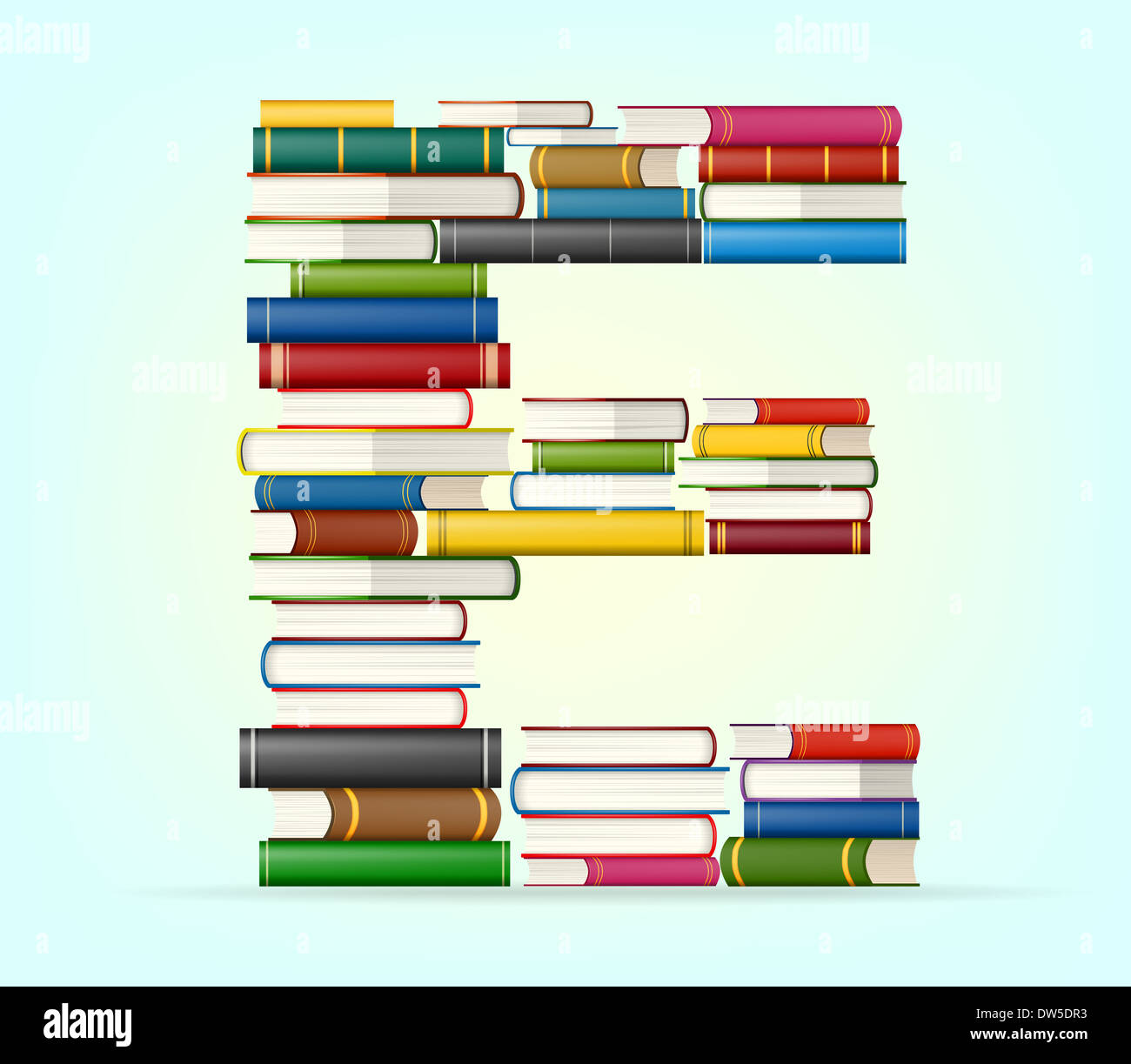 Alphabet aus Stapeln von Multi farbige Bücher Stockfoto