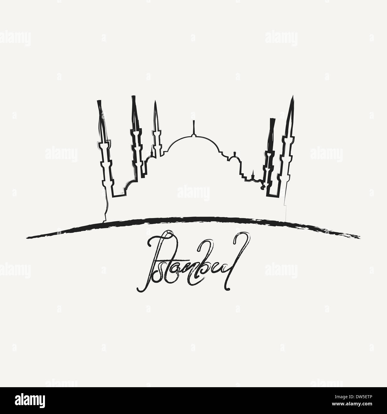 Abstrakte Vintage-Hintergrund. Pinsel-Illustration mit Istanbul Stockfoto