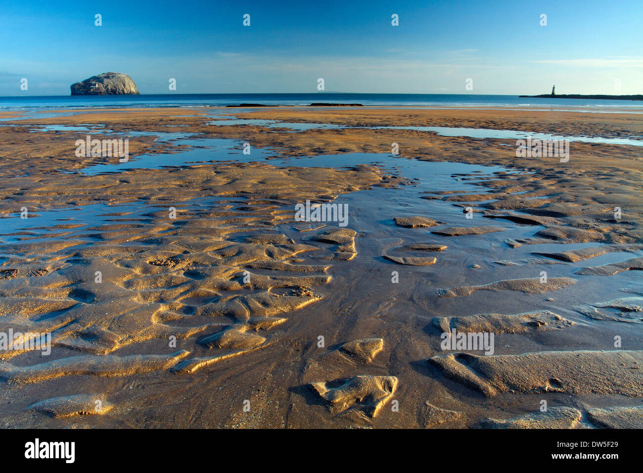 Bass Rock und St Baldred Flanke von Seacliff in der Nähe von North Berwick an der Küste von East Lothian, Schottland Stockfoto