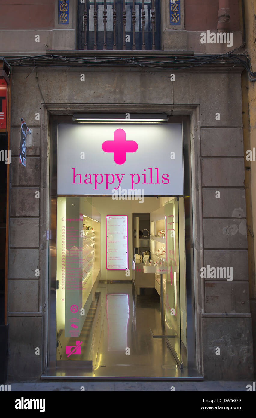Spanien, Katalonien, Barcelona, Happy Pills Konditorei im Viertel La Ribera. Stockfoto