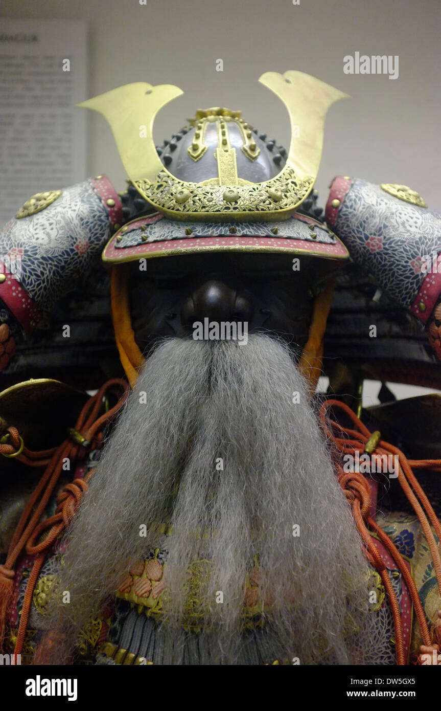 Samurai Krieger Klage der Rüstung bei Victoria & Albert Museum, London Stockfoto