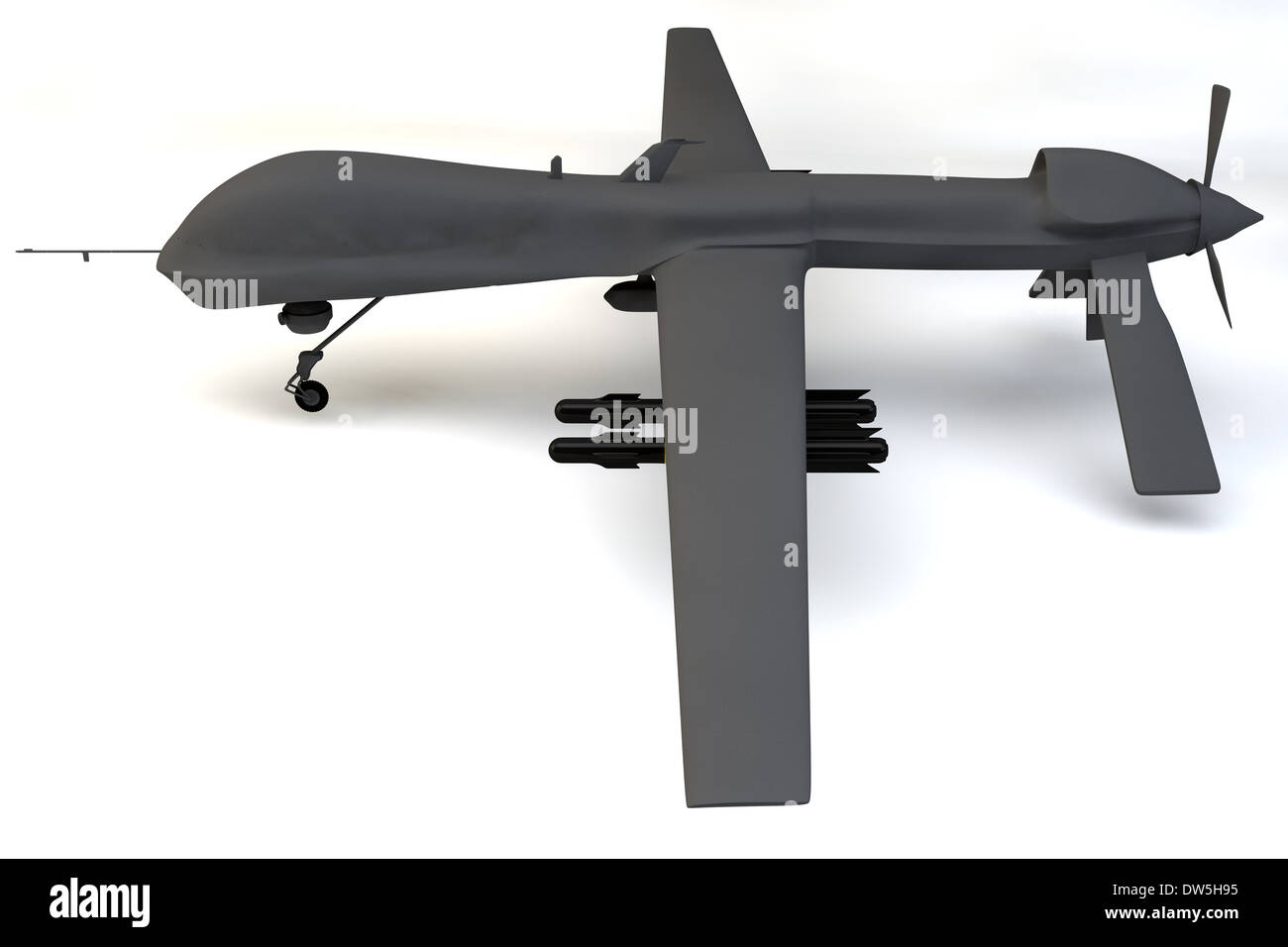MQ1 Predator Typ Drohne Showroom 3D Illustration Stockfoto
