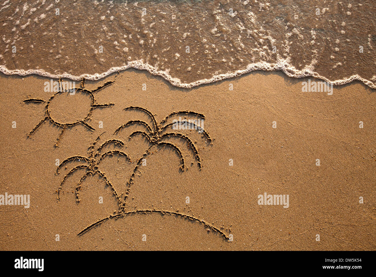 Strand Hintergrund mit Palmen Stockfoto