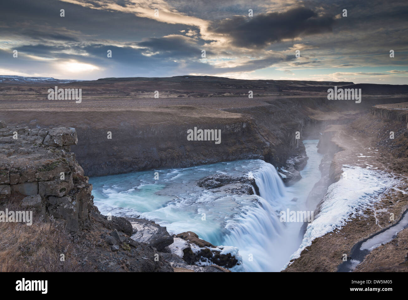 Gullfoss Wasserfall im Winter, Island, Europa. Winter (Januar) 2013. Stockfoto