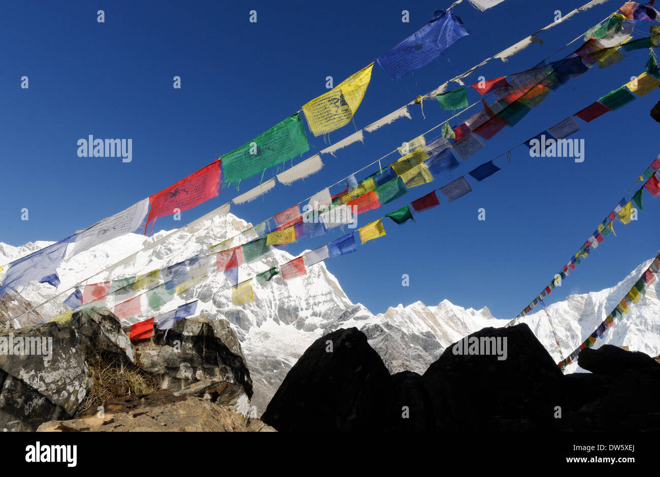 Die Südwand des Annapurna gesehen vom Annapurna Sanctuary. Annapurna ist einer der weltweit vierzehn Gipfel über 8000m Stockfoto