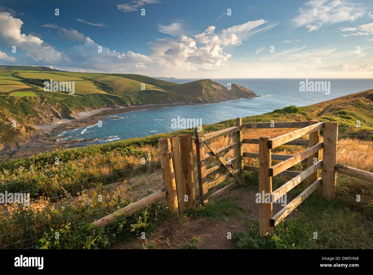 Küssen Tor auf dem South West Coast Path in der Nähe von Crackington Haven, Cornwall, England. (August) im Sommer 2013. Stockfoto