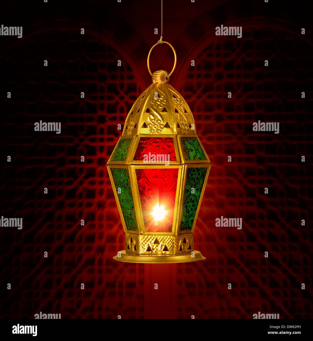 Ramadan Gruß Kartenvorlage mit traditionellen Lampe Stockfoto