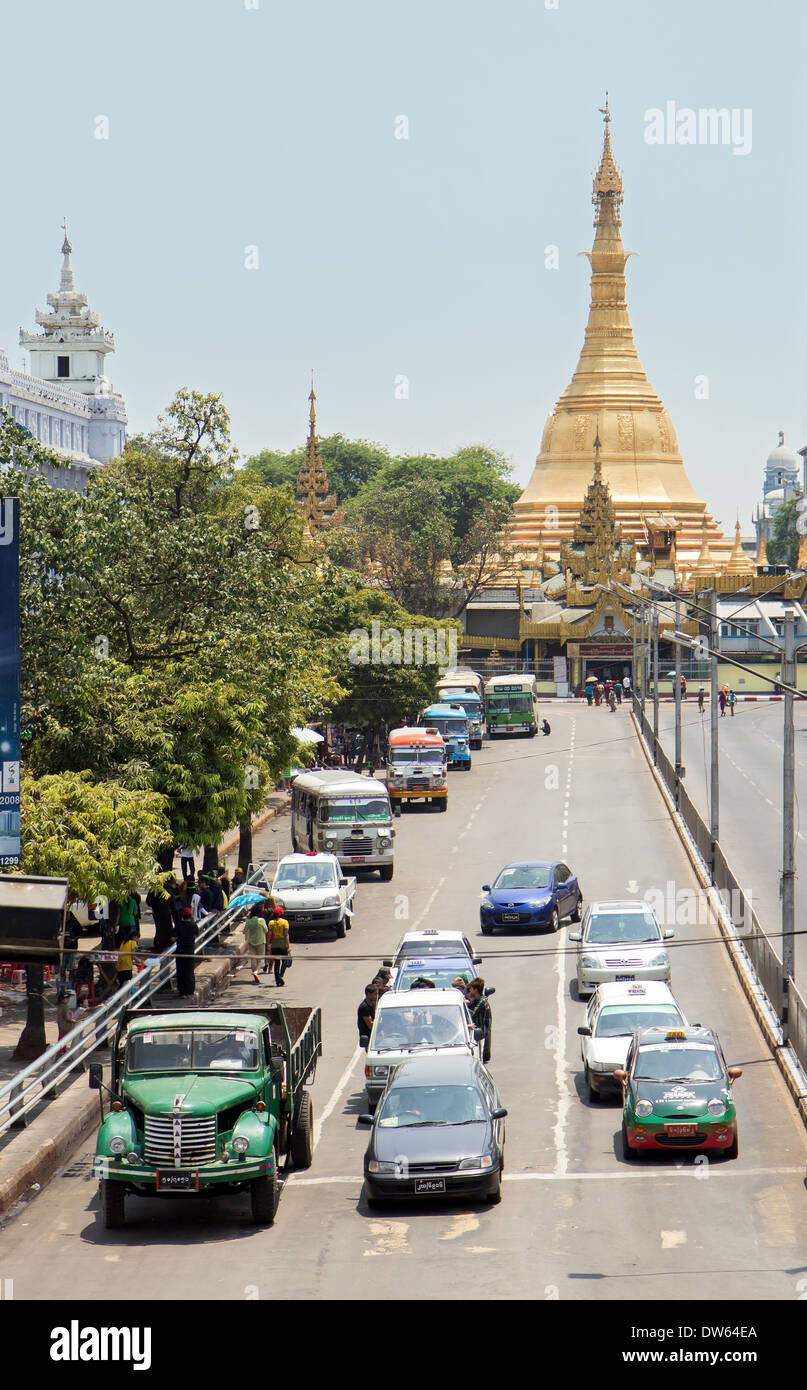 Sule-Pagode Rd Stockfoto