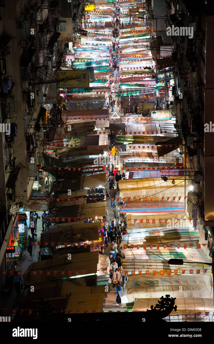 Temple Street den niedrigen Preis-Markt in Hongkong.  Berühmte Reise-Platz in Kowloon Seite von Hongkong. Stockfoto
