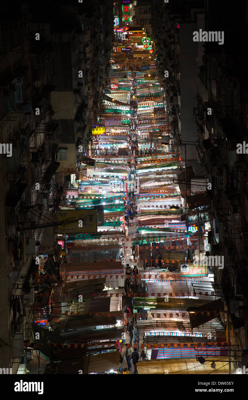 Temple Street den niedrigen Preis-Markt in Hongkong.  Berühmte Reise-Platz in Kowloon Seite von Hongkong. Stockfoto