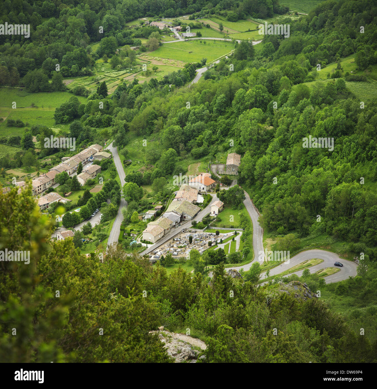 Montségur in Süd-West Frankreich Stockfoto
