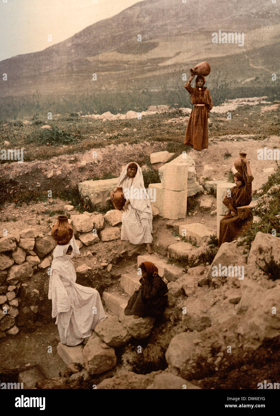 Der Brunnen des Samariters (Sichem), Napulus, Heilige Land, (d.h., Nablus, West Bank), um 1900 Stockfoto