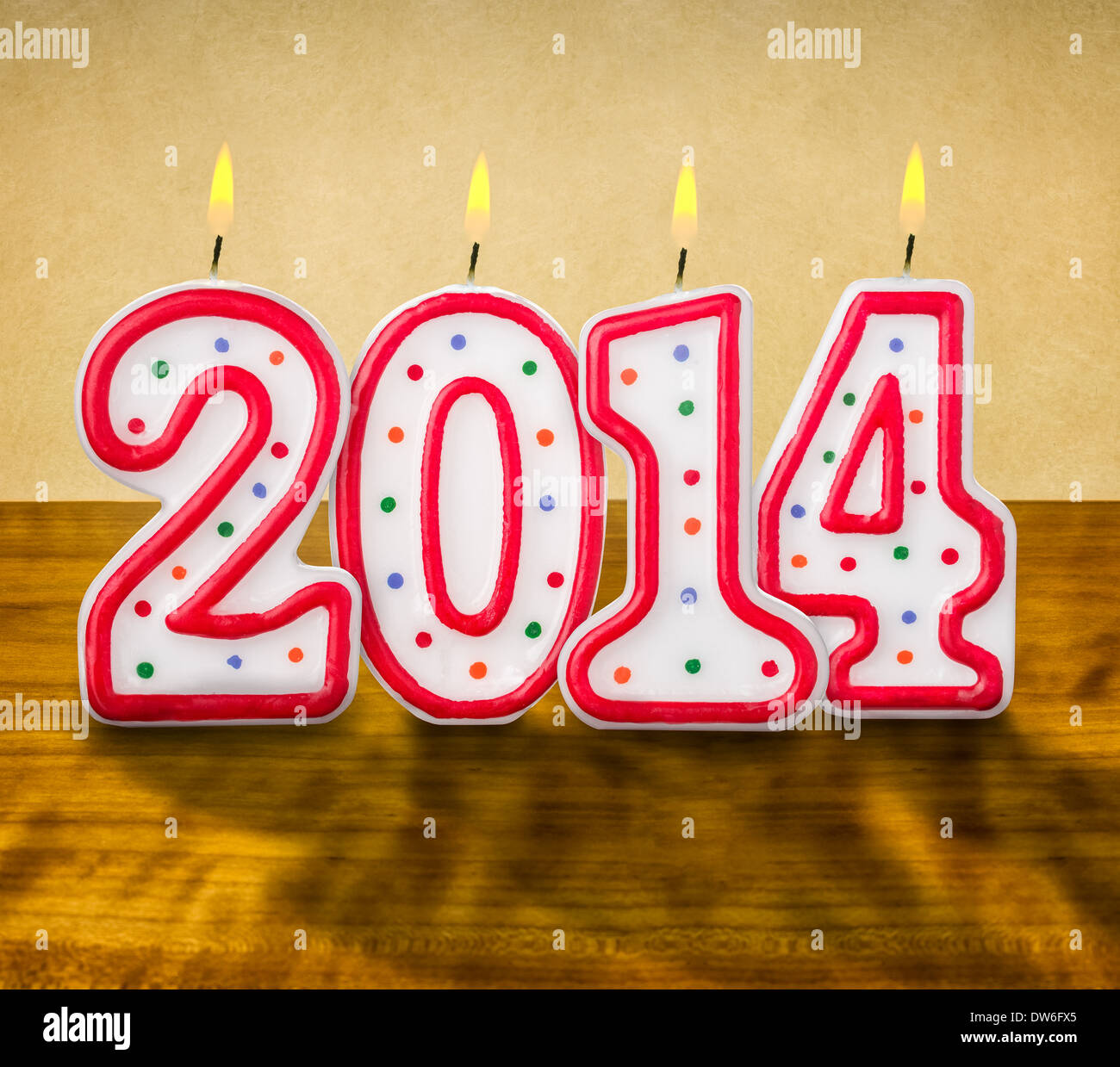 Brennende Geburtstag Kerzen Anzahl 2014 Stockfoto