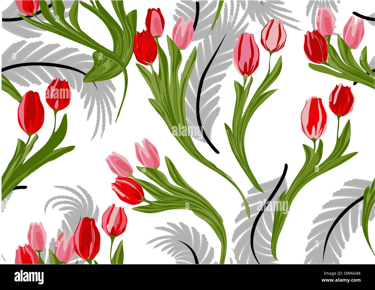 Blumen Muster Illustration mit Tulpen. nahtlose Textur Stockfoto