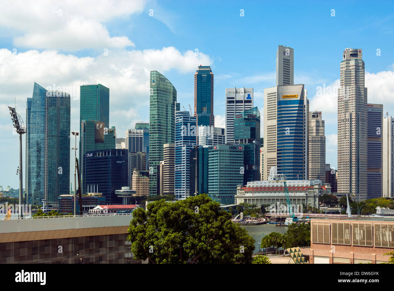 Skyline von Singapur, zentraler Geschäftsbezirk Stockfoto