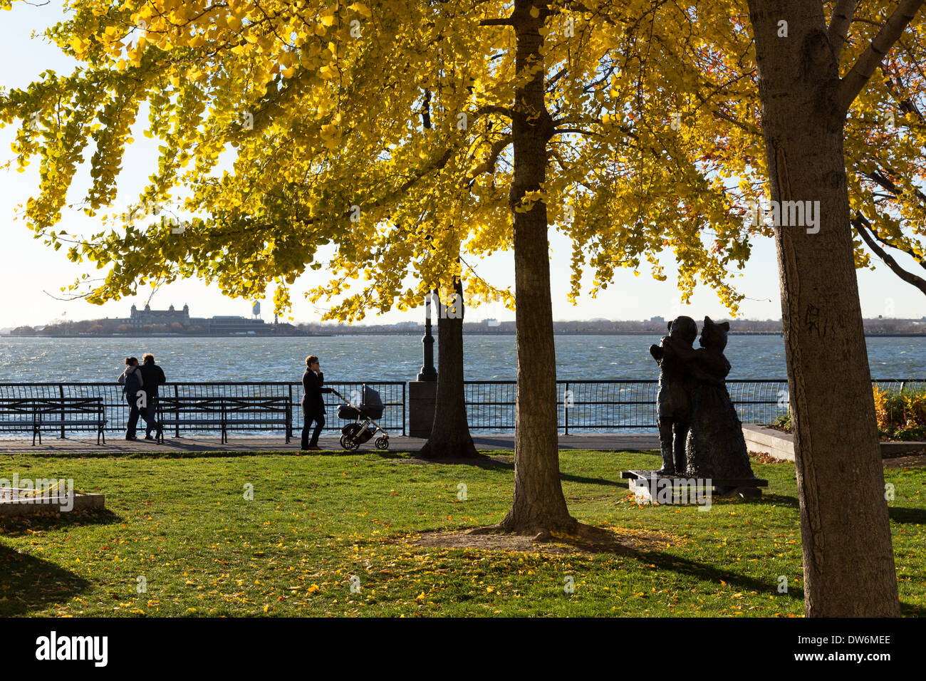 Robert F. Wagner Jr. Park und Hudson River, New York Stockfoto