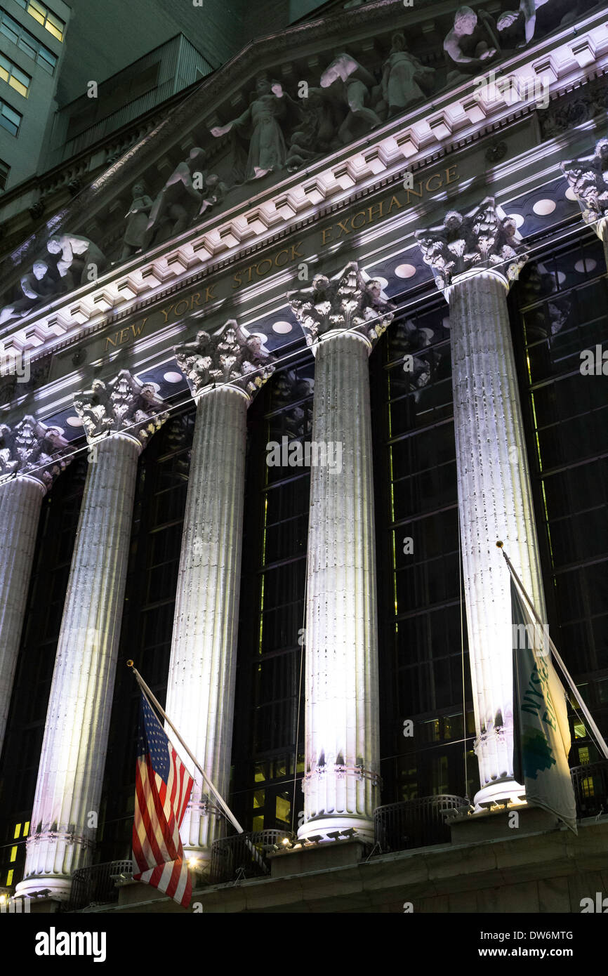 New Yorker Börse von der Wall Street, NYC Stockfoto