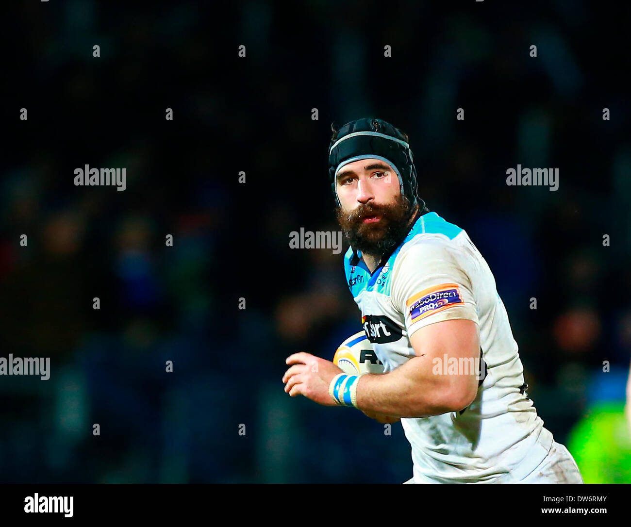 Dublin, Irland. 1. März 2014.  Josh Strauss (Glasgow) macht eine Pause während der RaboDirect PRO12 Spiel zwischen Leinster und Glasgow Warriors aus der RDS Arena. Bildnachweis: Action Plus Sport Bilder/Alamy Live News Stockfoto