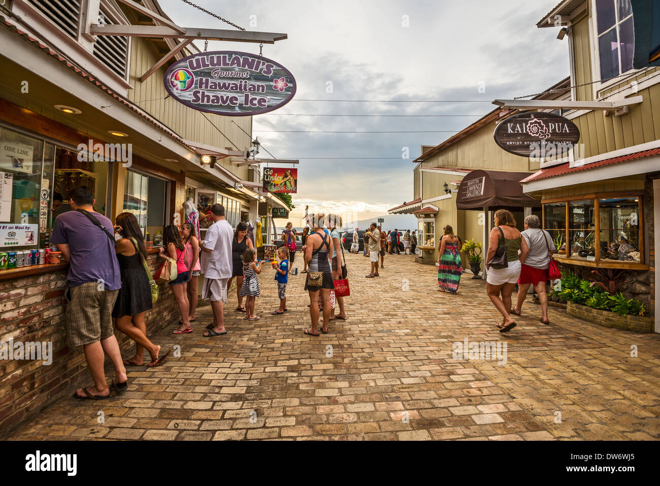 Der weltweit berühmte Stadt von Lahaina auf der hawaiianischen Insel Maui. Stockfoto