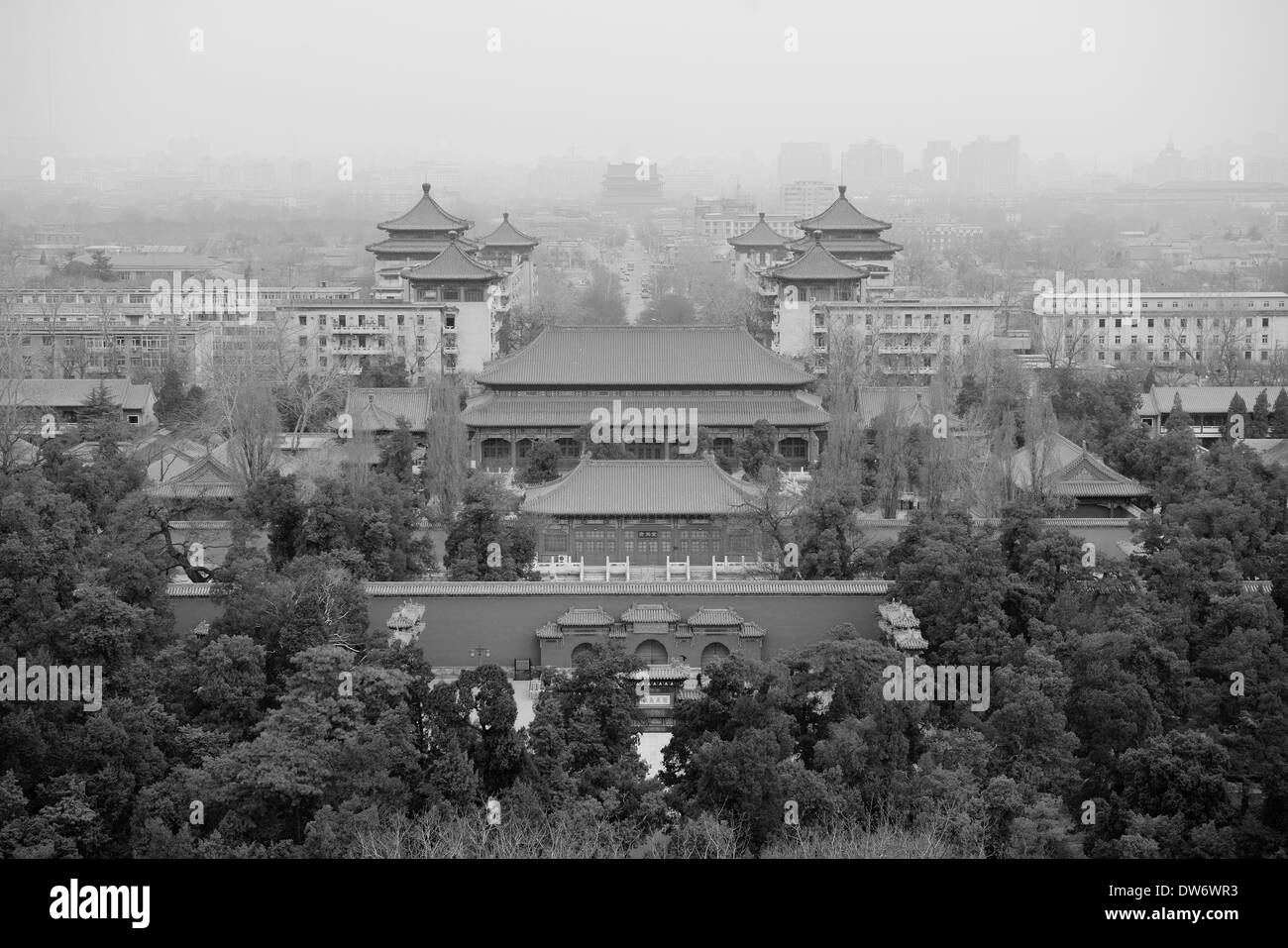 Luftaufnahme von Peking mit historischer Architektur, China. Stockfoto