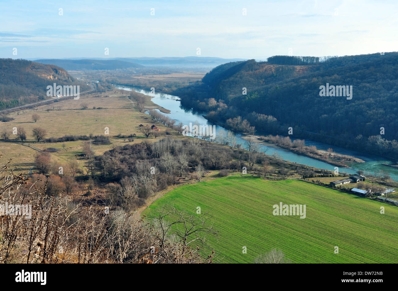 Mures Landschaft Soimos Hochburg Lipova Blick auf den Fluss Stockfoto