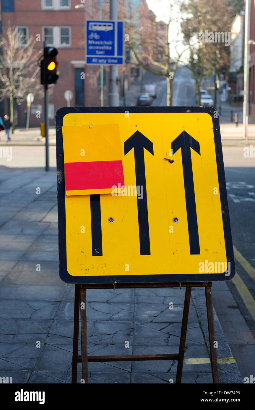 Straße Signs.Lane geschlossen. Stockfoto