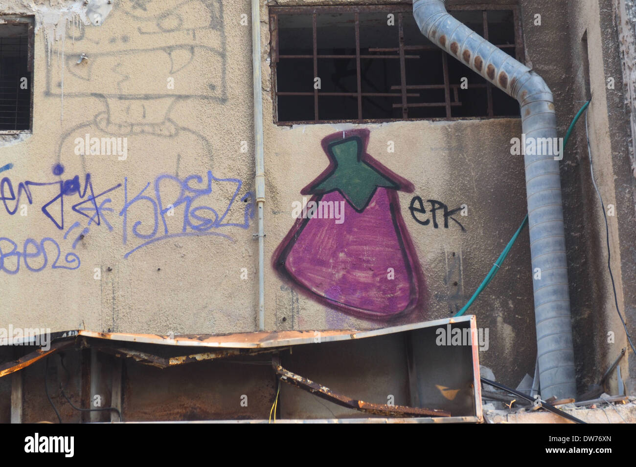 Graffiti von EPK (Auberginen König) in Tel Aviv Israel Stockfoto