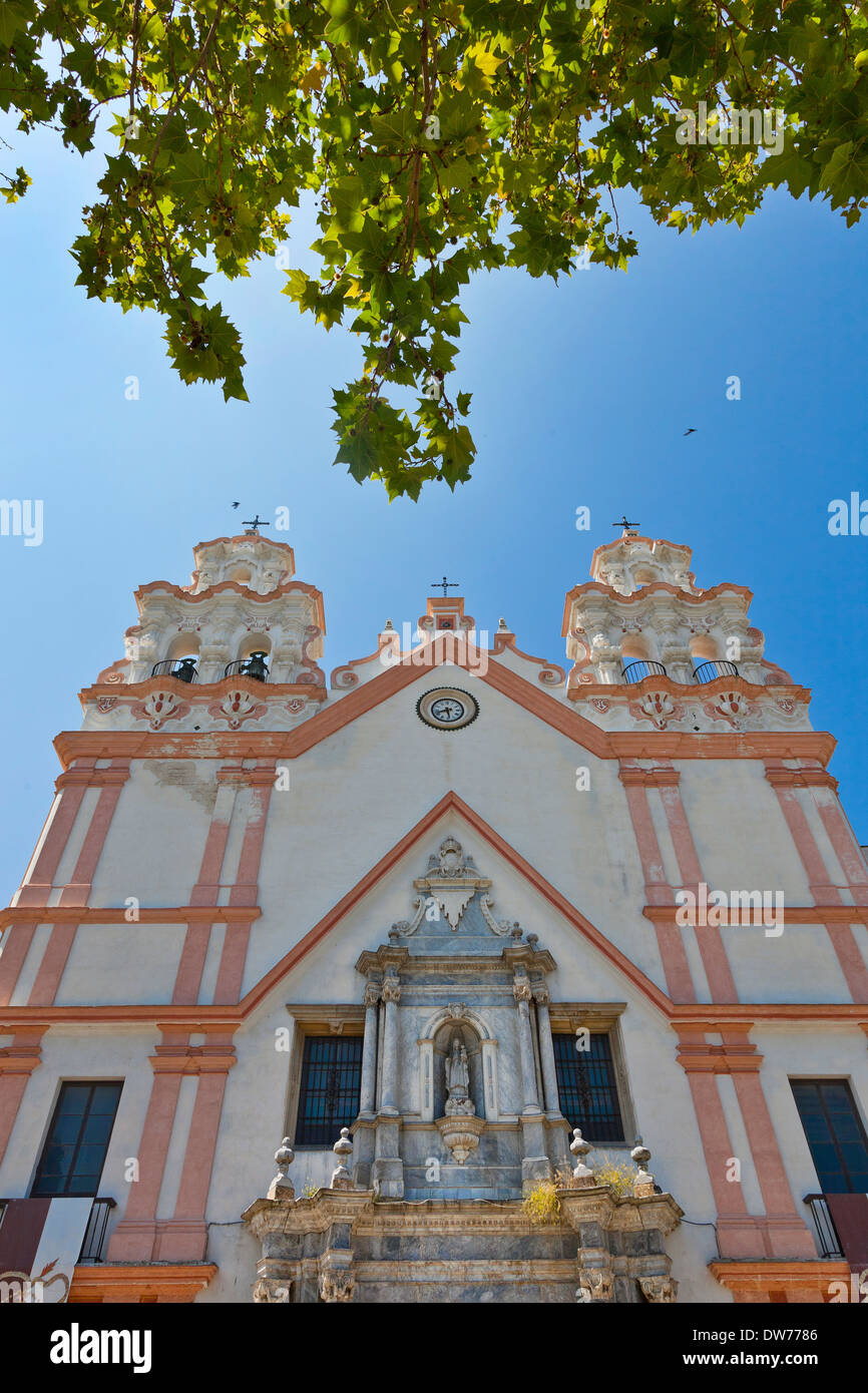 Iglesia Ntra Sra del Carmen y Sta Teresa, Kirche, Cadiz, Spanien. Vor dem Eingangsfassade. Stockfoto