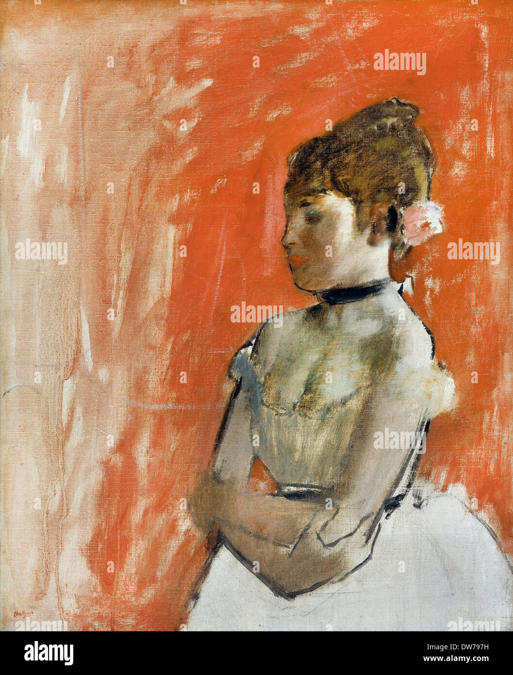 Edgar Degas, Ballett-Tänzerin mit Arme gekreuzt. Ca. 1872. Öl auf Leinwand. Museum of Fine Arts Boston, USA. Stockfoto