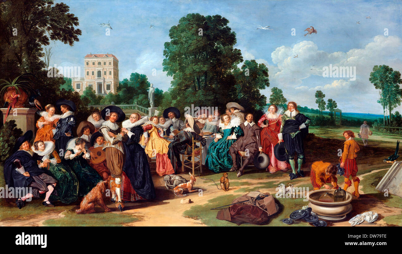 Dirck Hals, Fete Champetre 1627 Öl auf Holz. Rijksmuseum Amsterdam, Amsterdam. Stockfoto