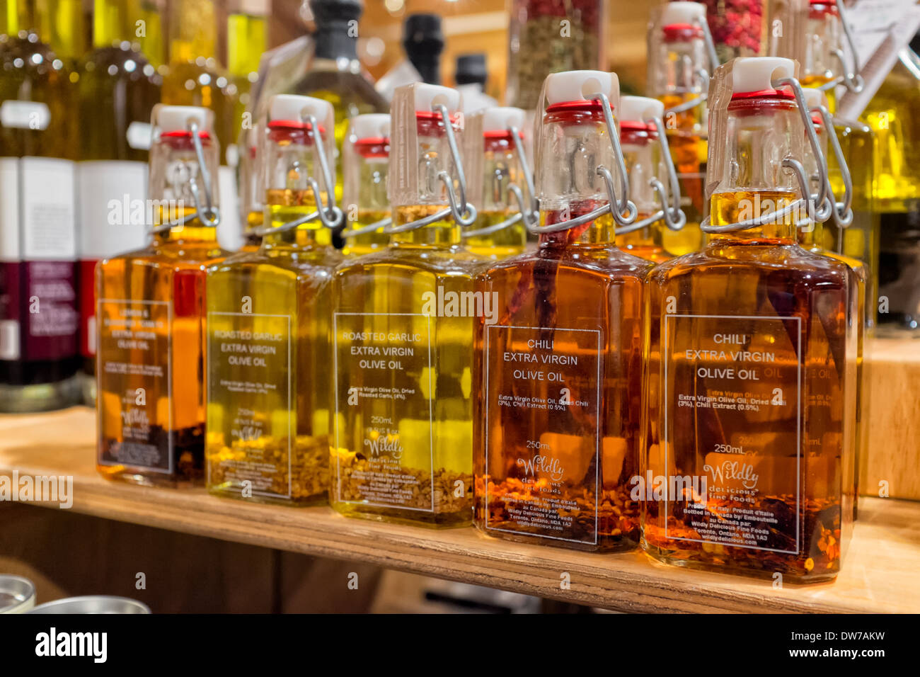 Olivenöl-Flaschen Stockfoto