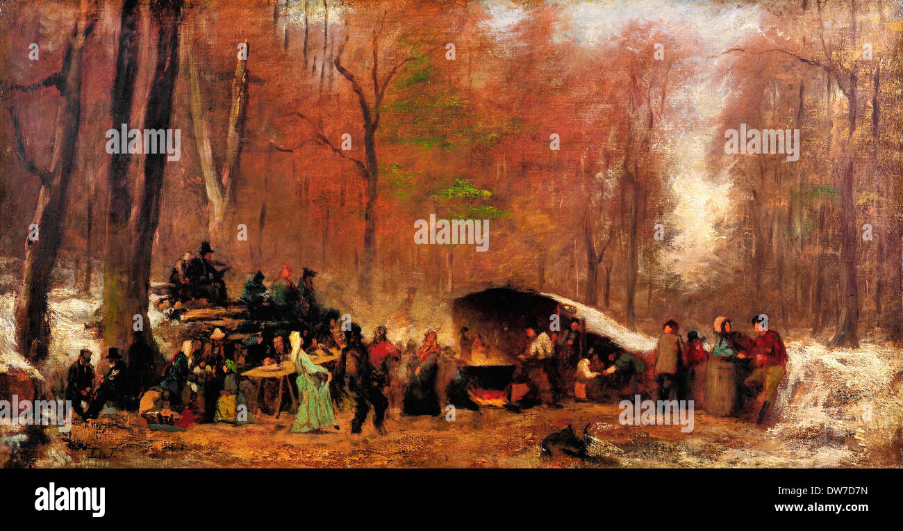 Eastman Johnson, ein anderes Sugaring Off. Ca. 1865. Öl auf Leinwand. Fine Arts Museums of San Francisco, USA. Stockfoto