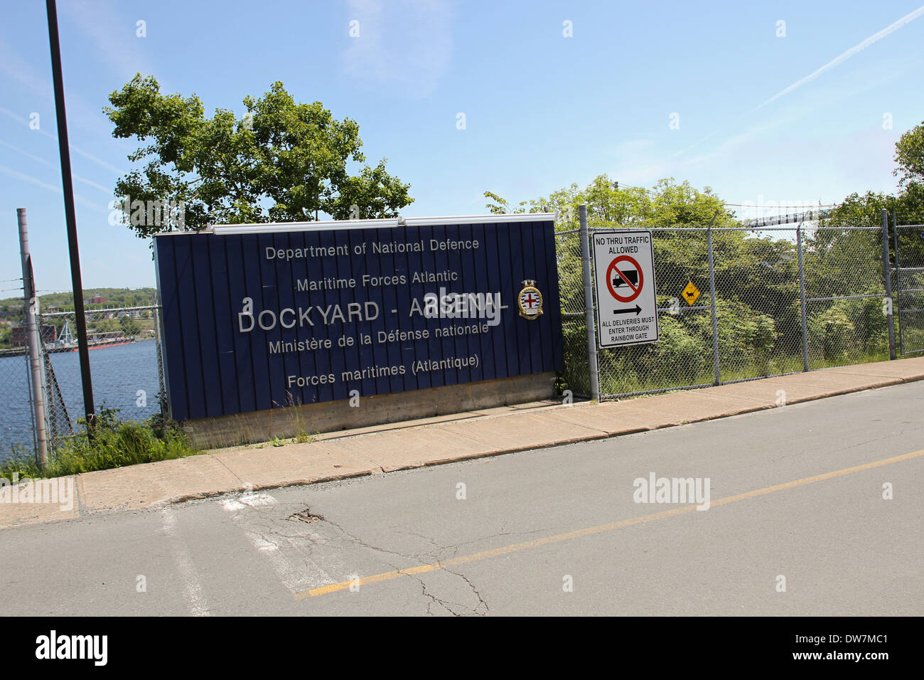 Der Eingang zu der HMC Dockyard in Halifax, N.S. Stockfoto