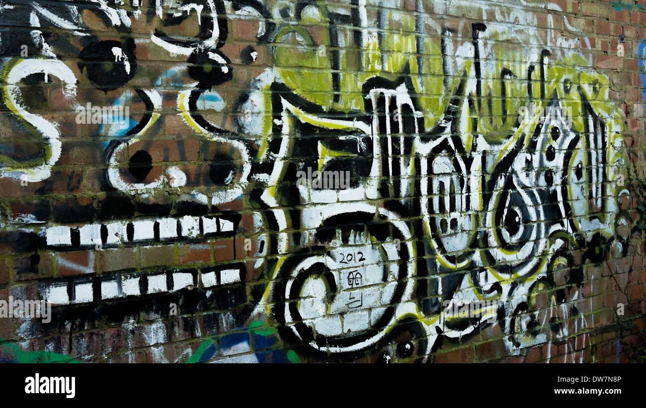 Graffiti Streetart großflächige Wand Auslöser Stockfoto