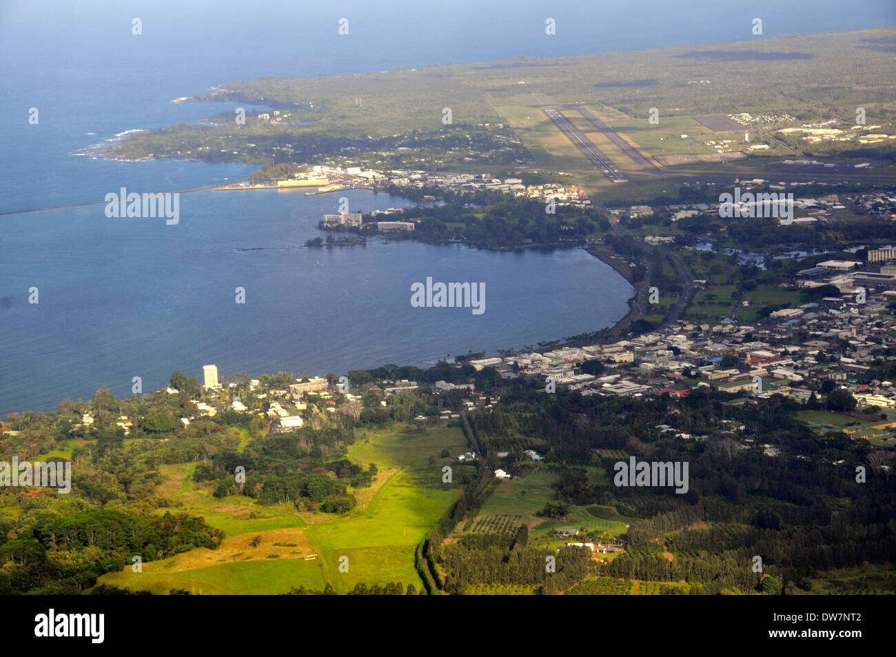 Luftaufnahme von Hilo, Big Island, Hawaii, USA Stockfoto