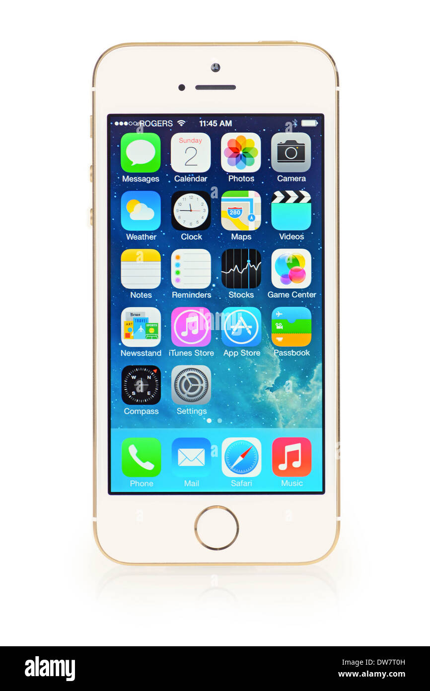 iPhone 5 s Weißgold, Champagner-Apple iPhone 5 S Stockfoto