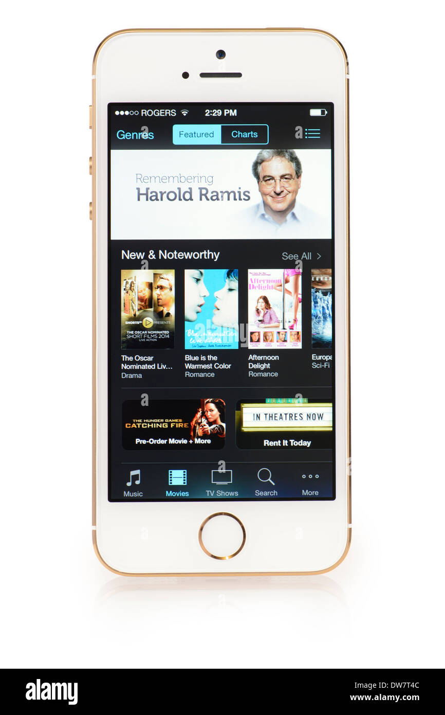 iTunes Filme Menü auf iPhone 5, iPhone 5 S Movie Store Stockfoto
