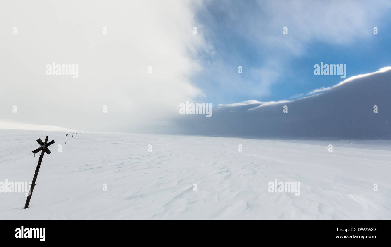 Eine kleine angenommen von klarem Wetter zwischen zwei Stürme in Lappland, Finnland, EU Stockfoto