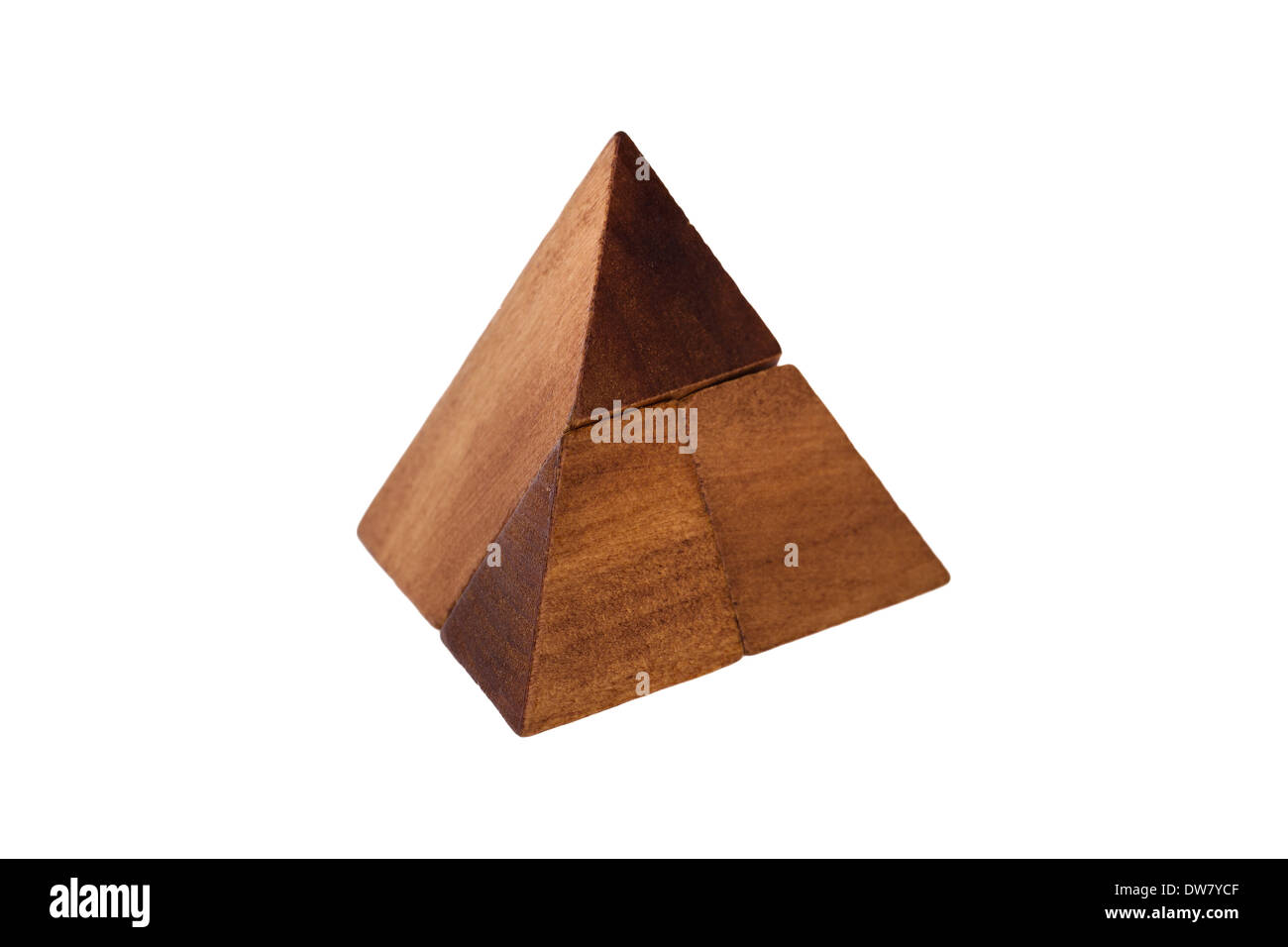 Hölzerne Gehirn Teaser auf weißem Hintergrund Stockfoto