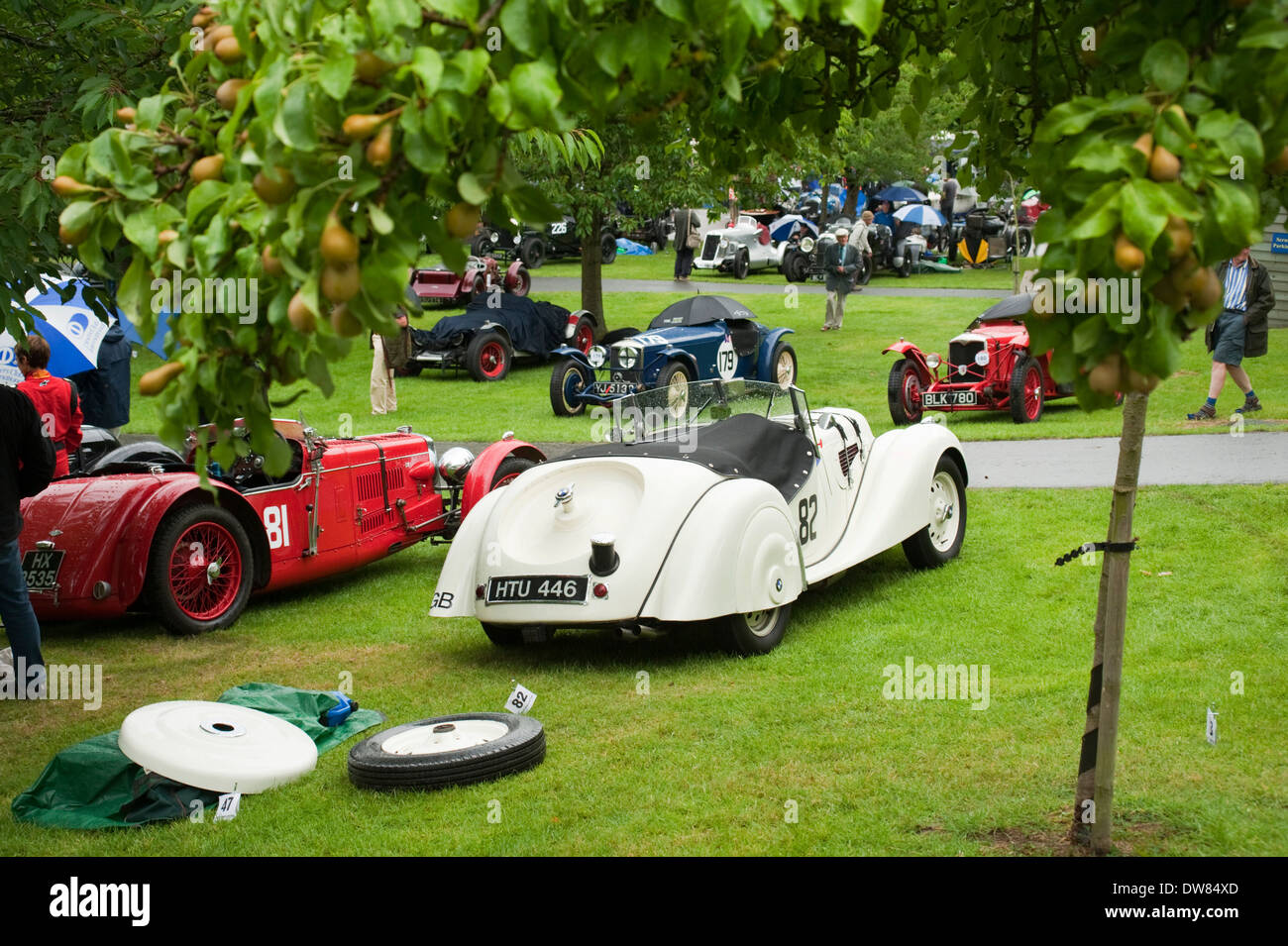 Ein Jahrgang 1939 Frazer Nash BMW 328 im fahrerlager an der vscc Prescott speed Hill Climb, Gloucestershire, England, UK. Stockfoto