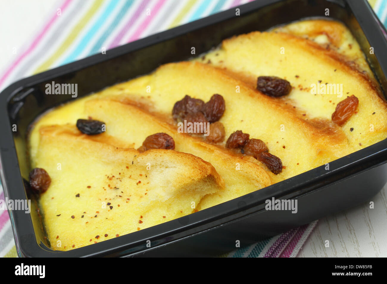 Bread And Butter Pudding, Nahaufnahme Stockfoto