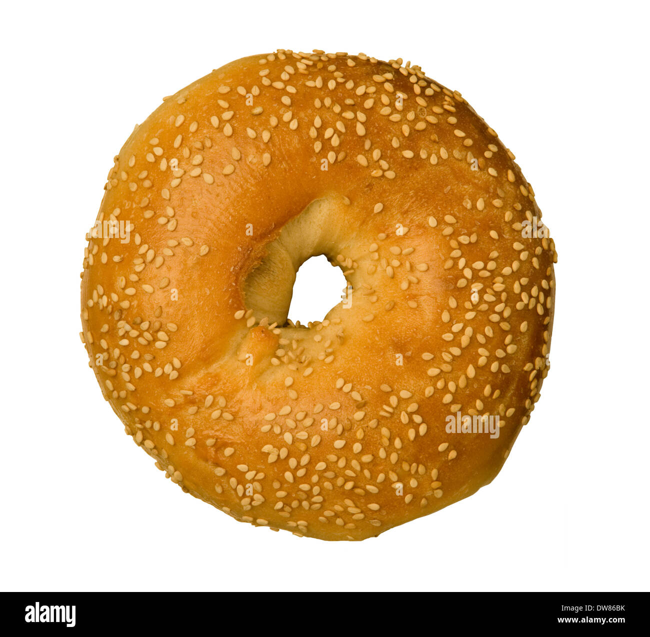 Sesam-Samen-Bagel auf weißen Hintergrund isoliert Stockfoto