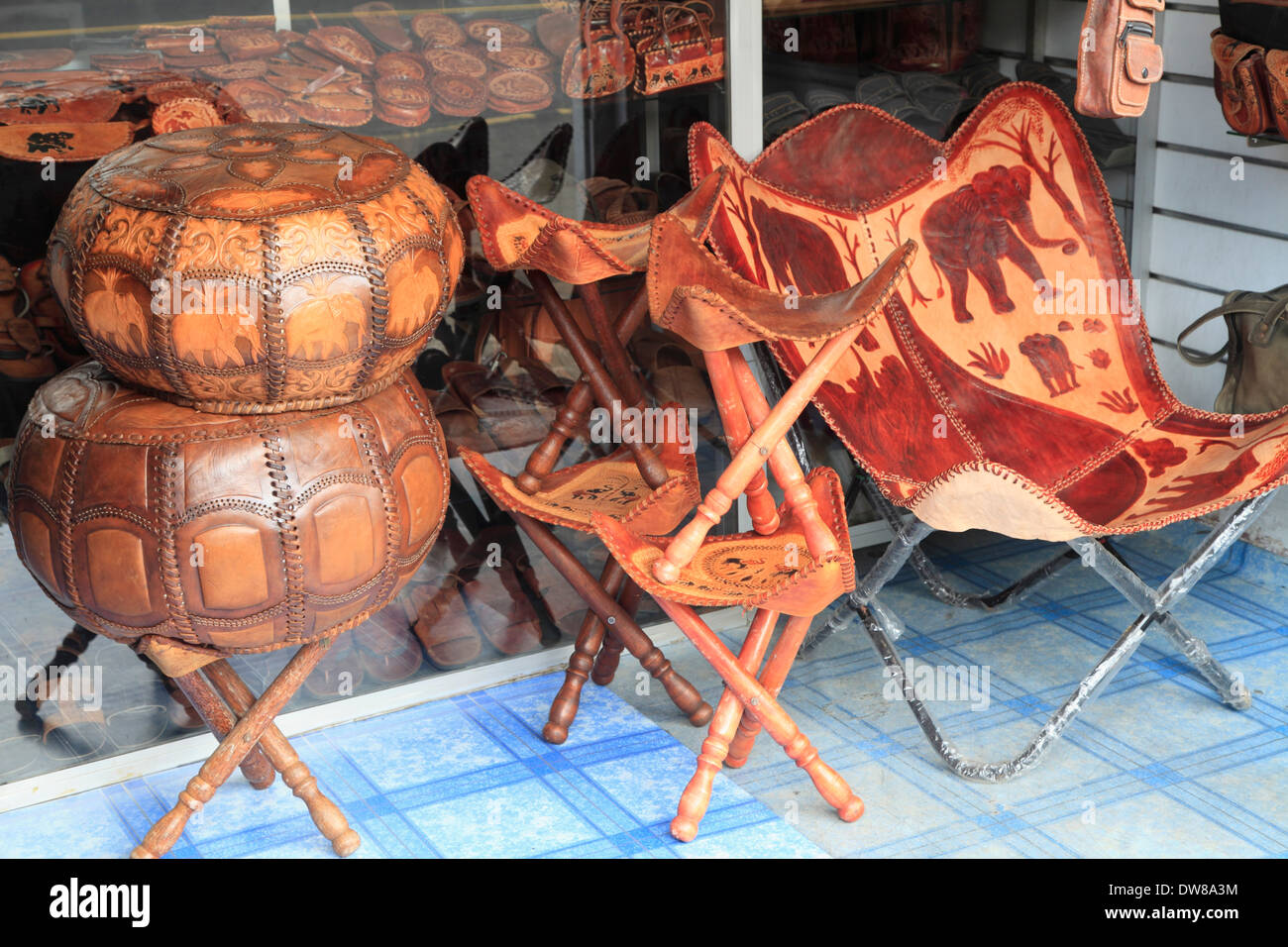 Sri Lanka, Aluthgama, Handwerksladen, Lederwaren, Stockfoto