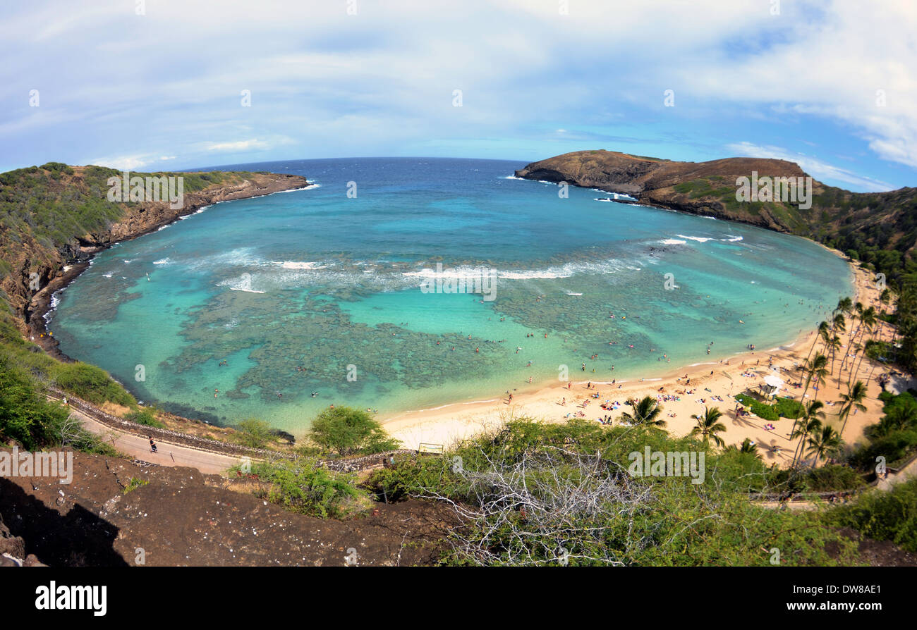 Herrliche Sicht auf die Hanauma Bay Nature Preserve, erste marine Park in Hawaii, Oahu, Hawaii, USA Stockfoto