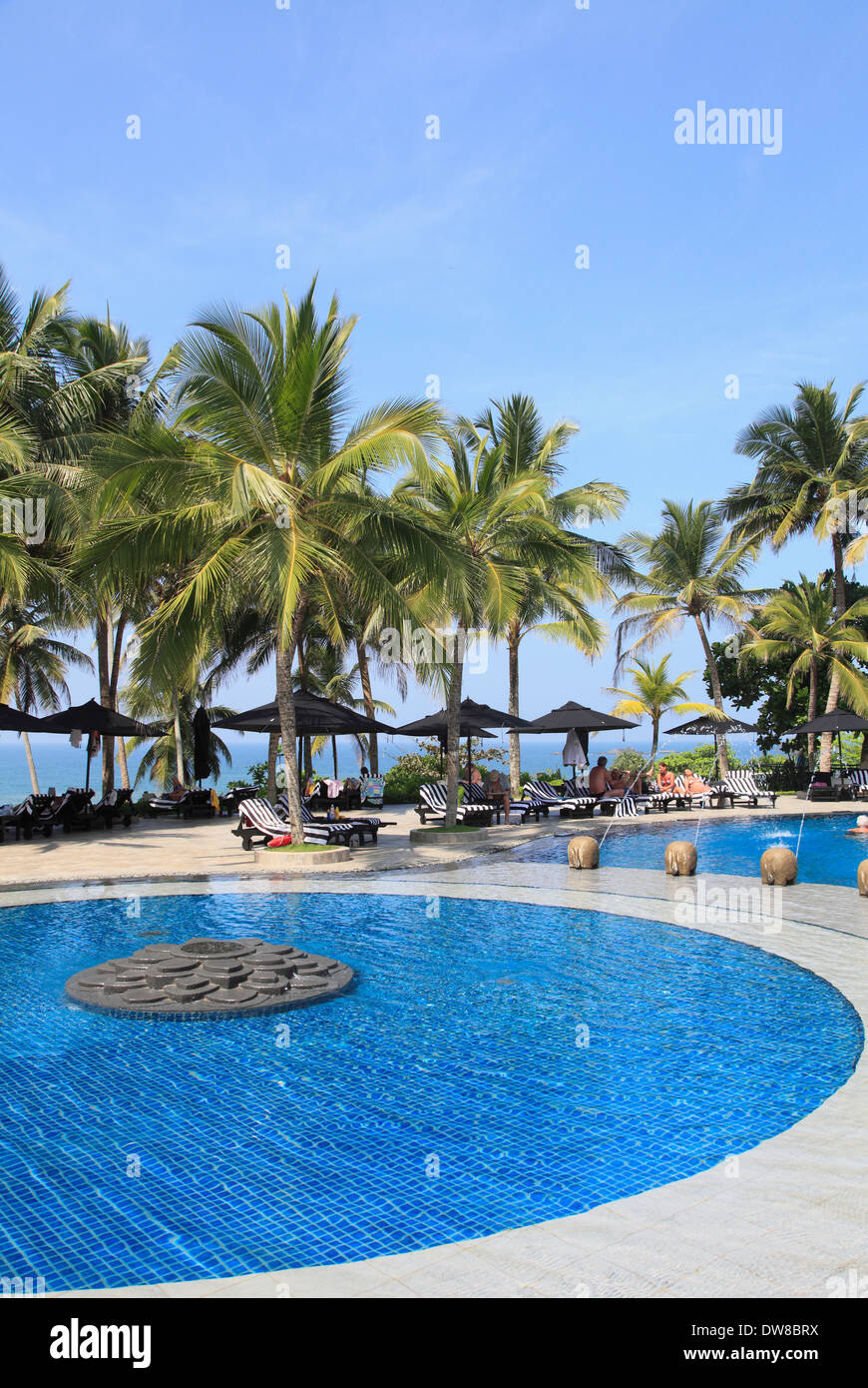 Sri Lanka, Bentota, Taj Exotica Hotel, Pool, Palmen, Stockfoto