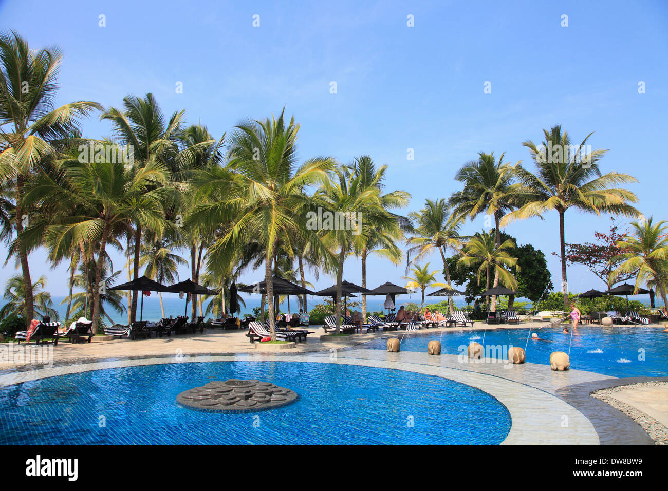 Sri Lanka, Bentota, Taj Exotica Hotel, Pool, Palmen, Stockfoto