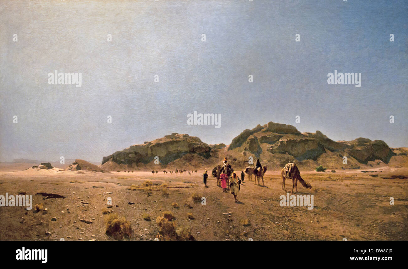 In der arabischen Wüste in der Wuste Araba - 1882 Eugen Bracht 1842-1921 Deutsch Deutschland Stockfoto