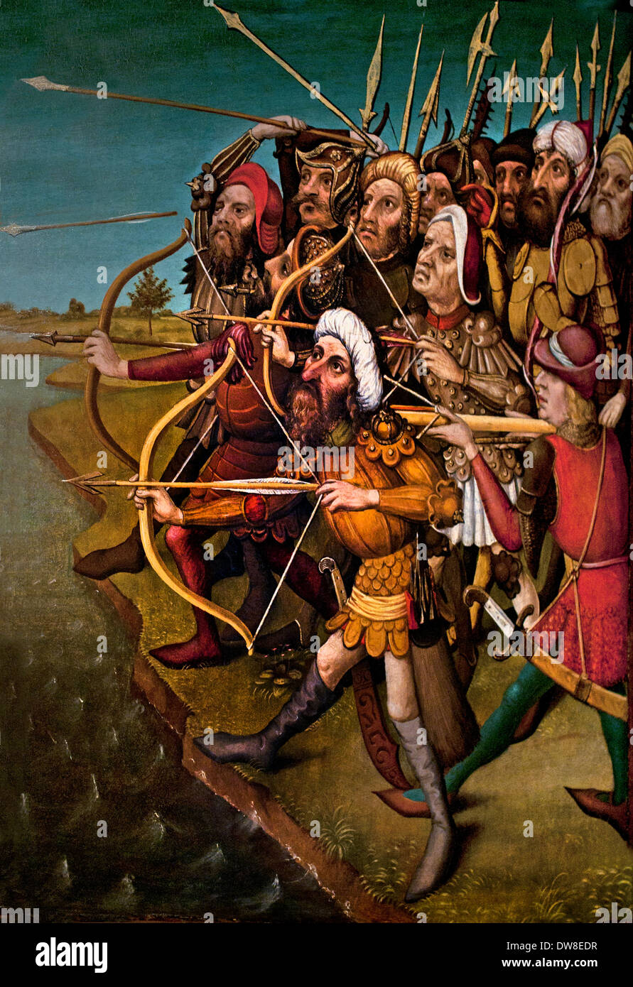 Bogenschützen ihre Pfeile - Bogenschützen 1450 obere Rhein Colmar Frankreich Französisch zu deaktivieren Stockfoto