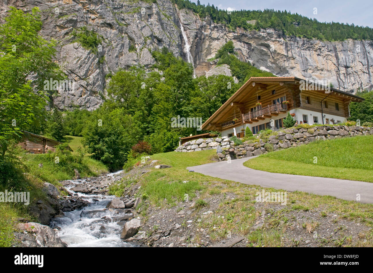 In Lauterbrunnen Tal, Berner Oberland, Schweiz Stockfoto